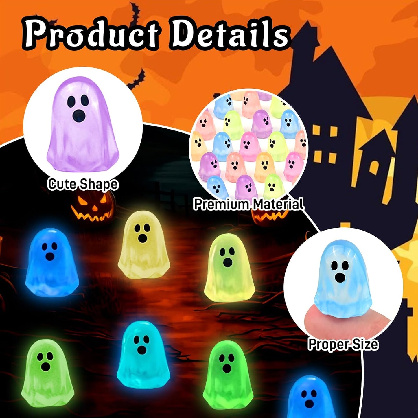 84 Pcs Halloween Luminous Mini Resin Ghost Figures Miniature Figurines