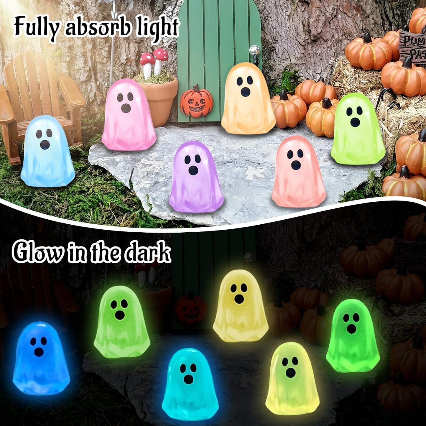 84 Pcs Halloween Luminous Mini Resin Ghost Figures Miniature Figurines
