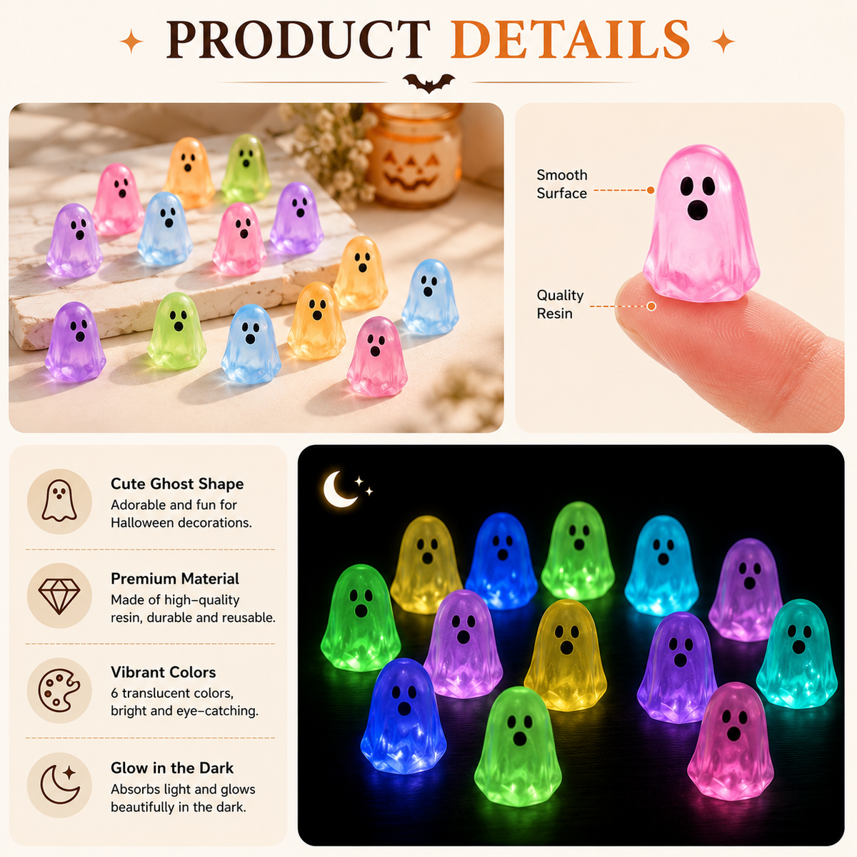 84 Tiny Glow-in-the-Dark Ghosts