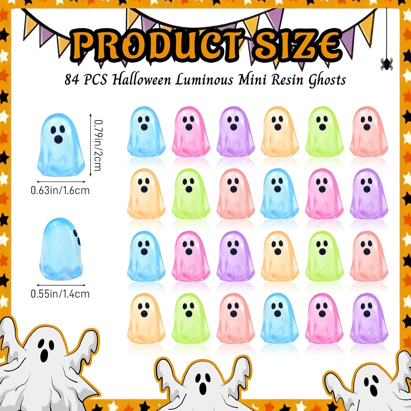 84 Pcs Halloween Luminous Mini Resin Ghost Figures Miniature Figurines
