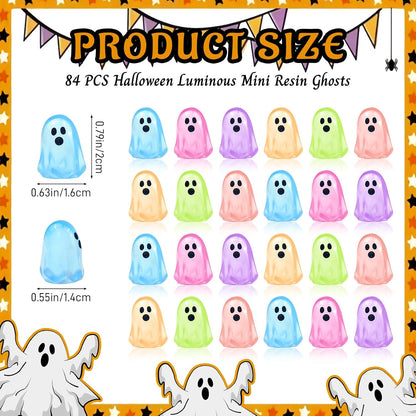 84 Pcs Halloween Luminous Mini Resin Ghost Figures Miniature Figurines