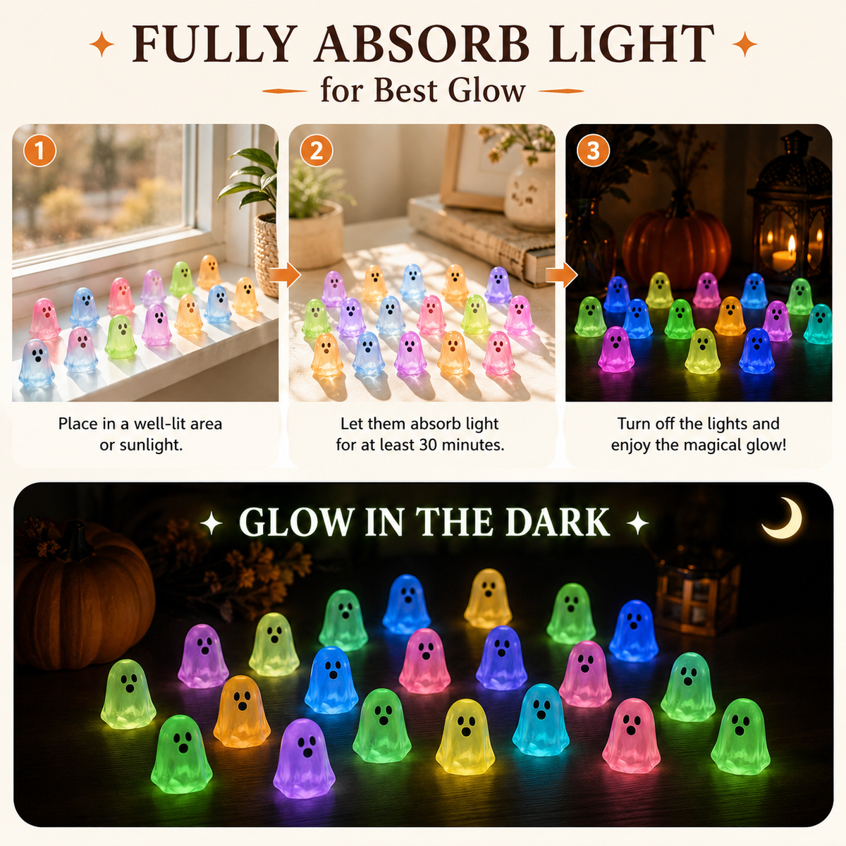 84 Tiny Glow-in-the-Dark Ghosts