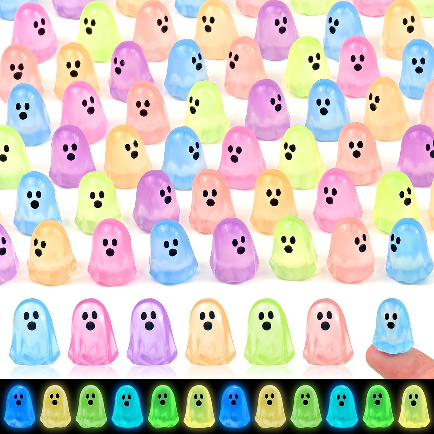 84 Pcs Halloween Luminous Mini Resin Ghost Figures Miniature Figurines