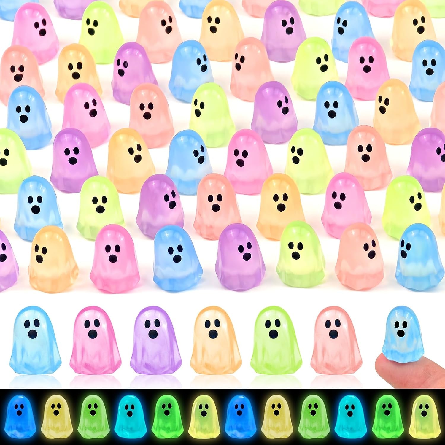 84 Pcs Halloween Luminous Mini Resin Ghost Figures Miniature Figurines